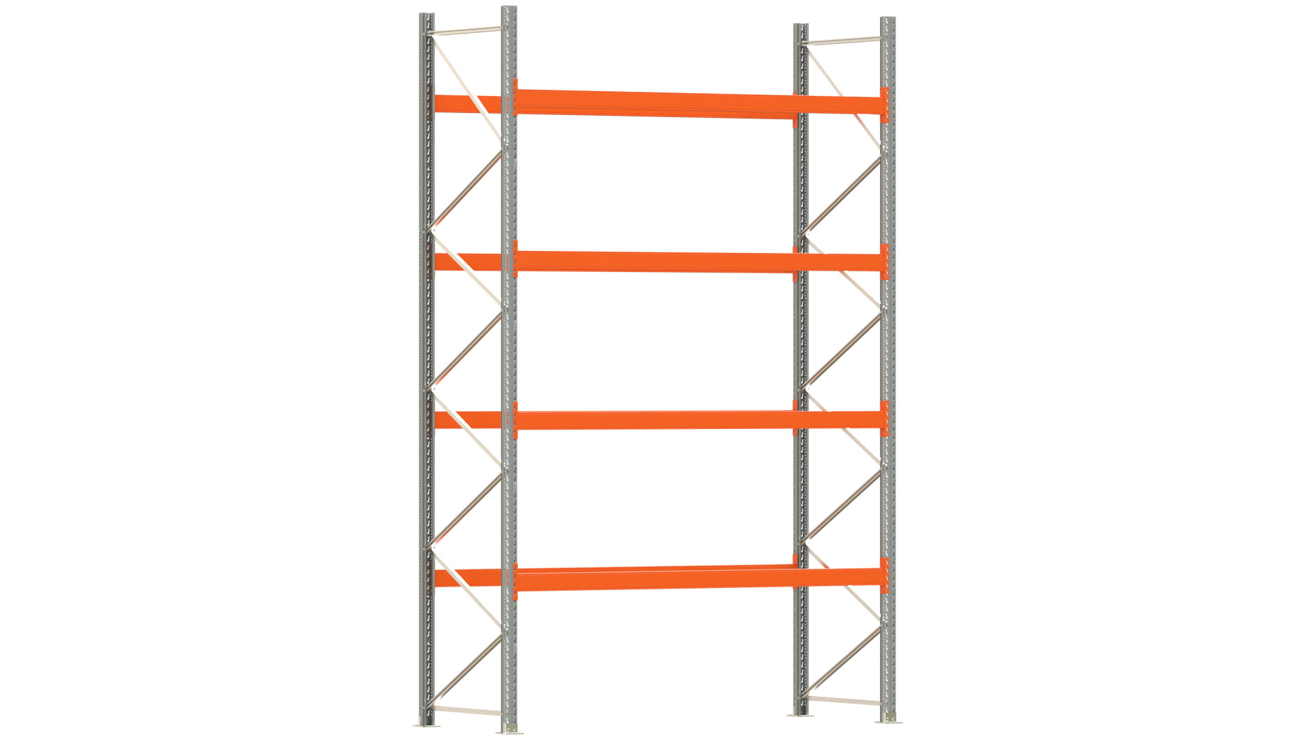Palettenregal ARTUS - Breite 287 cm - Höhe 450 cm - Tiefe 110 cm - 4 Träger-Ebenen - Fachlast 2000 kg - 15 Palettenstellplätze