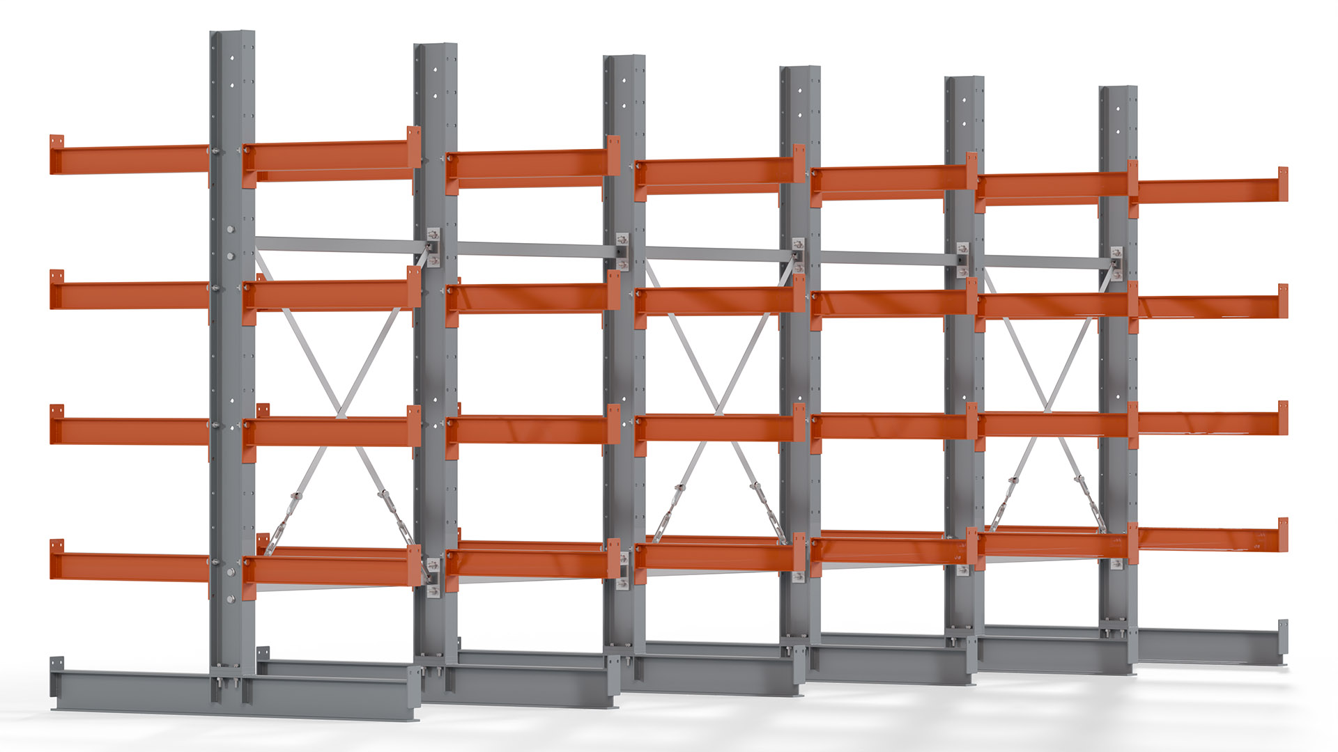Kragarmregal KARL basic - lackiert - Breite: 500 cm - Höhe: 200 cm - Tiefe: 60 cm - Traglast je Kragarm: 740 kg - beidseitig
