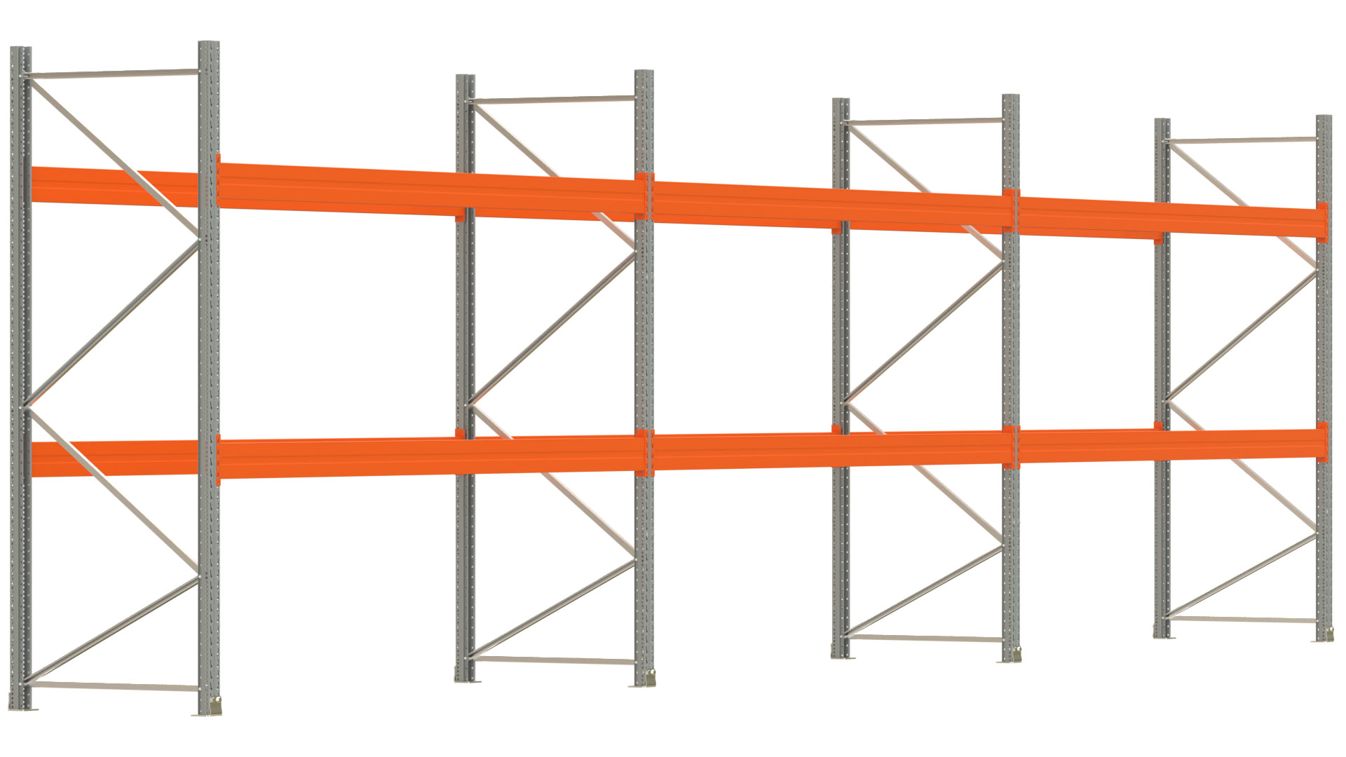 Palettenregal ARTUS - Breite 1114 cm - Höhe 300 cm - Tiefe 110 cm - 2 Träger-Ebenen - max. Fachlast 4000 kg - 36 Palettenstellplätze
