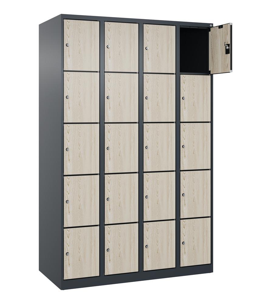 Fächerschrank mit MDF Türen, Breite 120 cm, Höhe 185 cm, Tiefe 50 cm, 20 Fächer