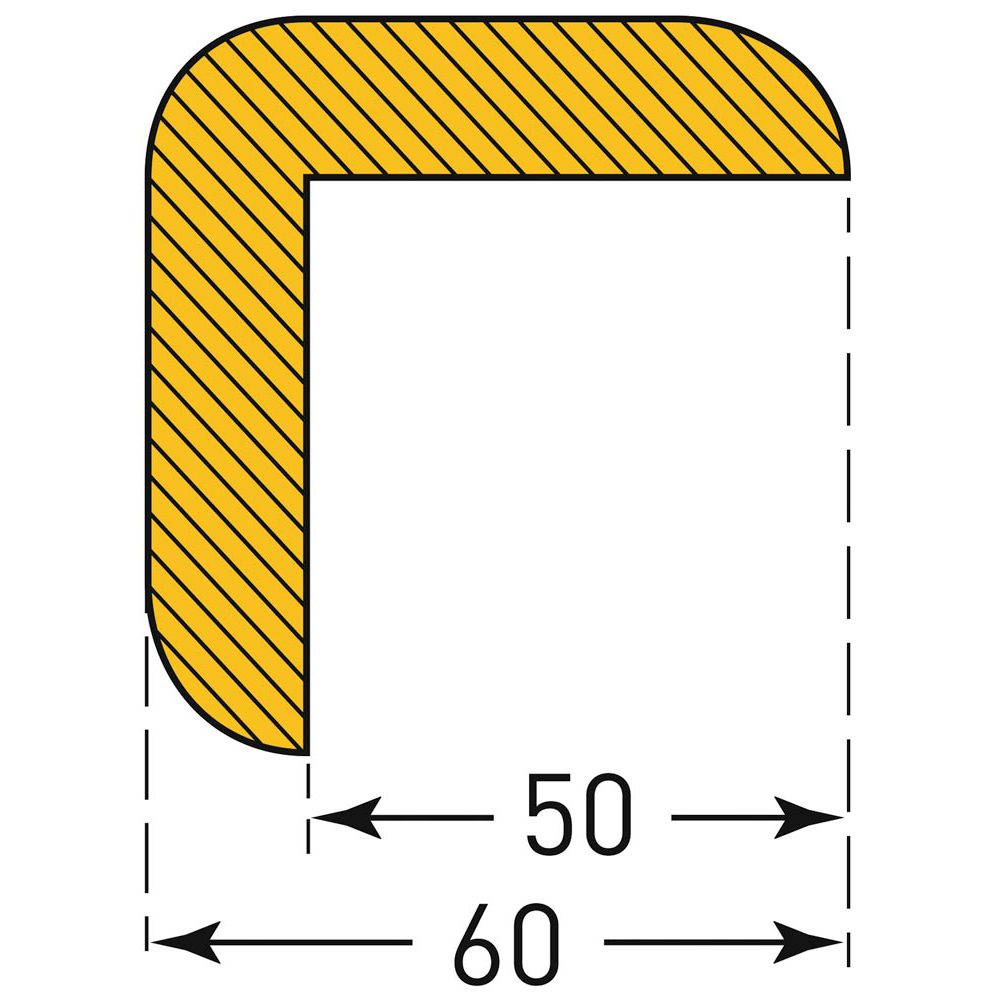 Schutzprofil, Winkel, 60x60 mm,gelb/schwarz, magnetisch, Länge 1000 mm
