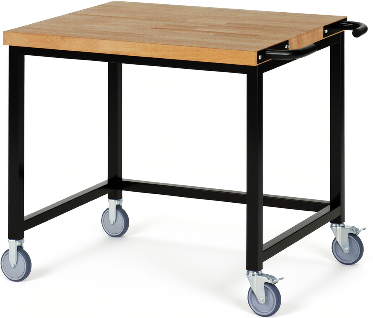 RAU Werkbank schwarz - Breite 100 cm - Tiefe 90 cm - Höhe 108 cm - Buche-Massiv Arbeitsplatte 40 mm