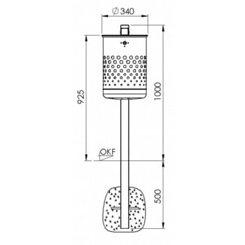 Abfallbehälter mit Pfosten - 50 l - gelocht - verzinkt