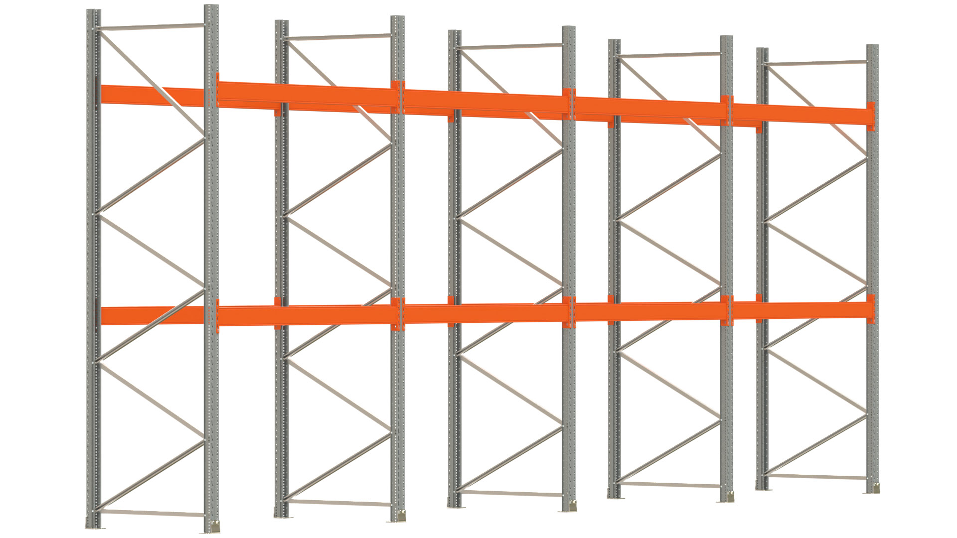 Palettenregal ARTUS - Breite 802,5 cm - Höhe 350 cm - Tiefe 110 cm - 2 Träger-Ebenen - max. Fachlast 2000 kg - 24 Palettenstellplätze