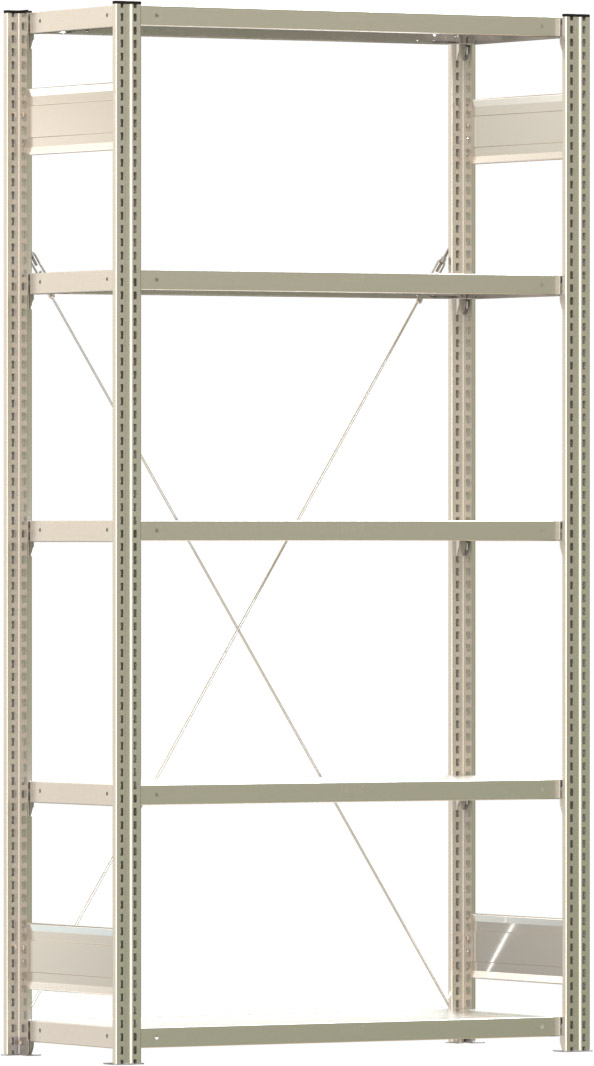 Fachbodenregal BERT - Breite: 100,5 cm - Tiefe: 40 cm - Höhe: 200 cm - 5 Böden - Grundregal