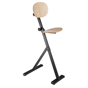 Stehhilfe mit Rückenlehne, Bezug Skai schwarz, Höhenverstellung 550-900 mm, RAL 7035