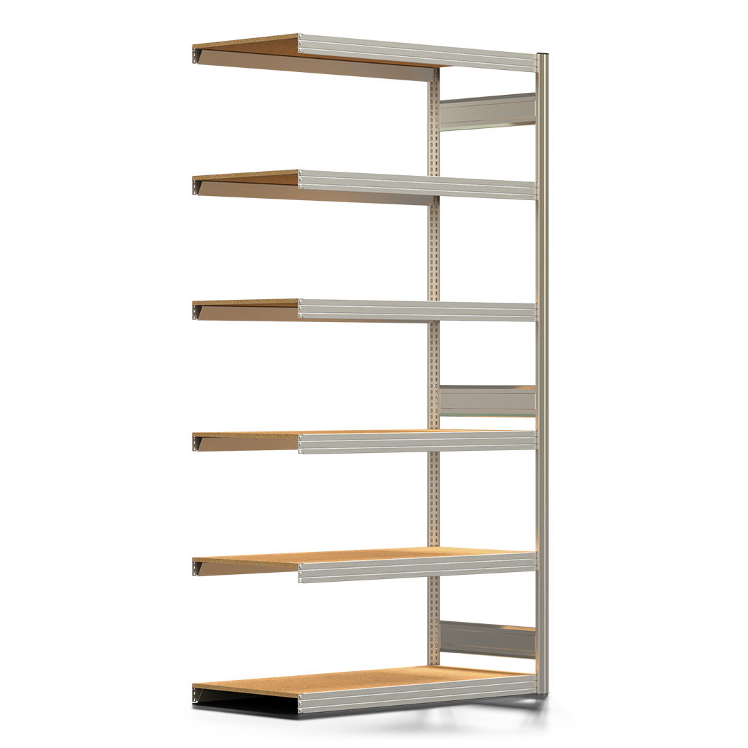 Fachbodenregal BERT - Breite: 128,5 cm - Tiefe: 60 cm - Höhe: 250 cm - 6 Böden - Anbauregal