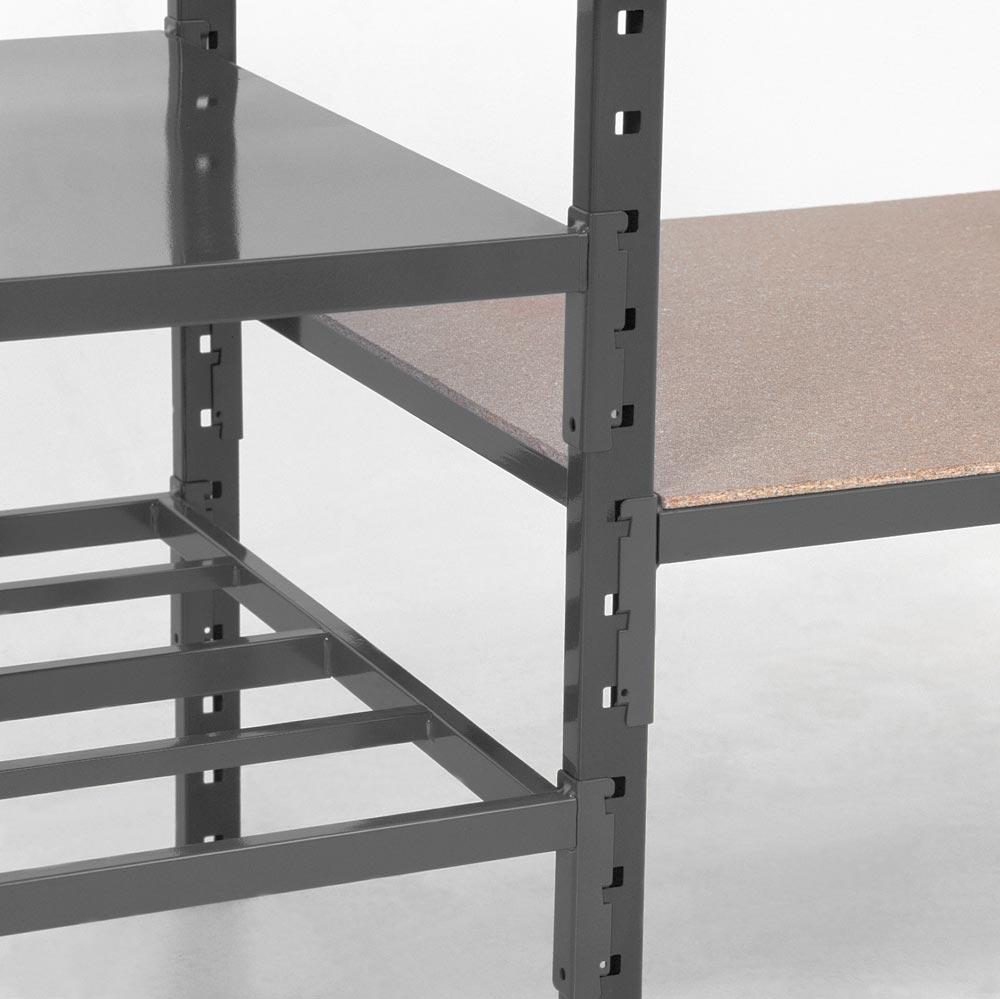 Vielzweck-Steckregal, Anbaufeld BxTxH 1010x1000x2000 mm, Fachlast 500 kg, 4 Ebenen Stahlrohrböden, Sützen und Böden RAL 7024 graphitgrau