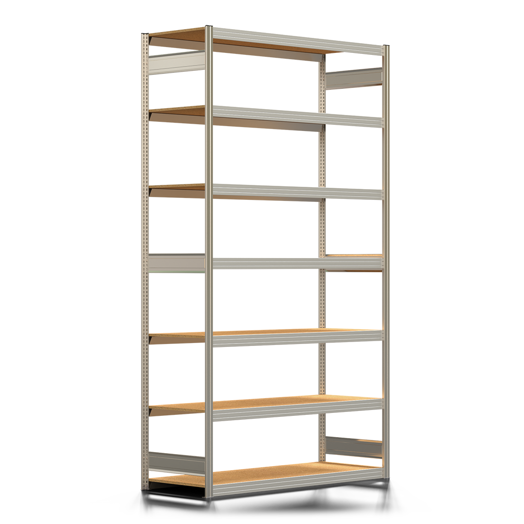 Fachbodenregal BERT - Breite: 169,5 cm - Tiefe: 60 cm - Höhe: 300 cm - 7 Böden - Grundregal