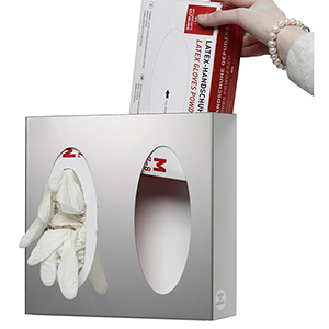 Edelstahl Wandspender, 2-fach für Handschuhboxen, geschlossen, 250x225x80 mm, inkl. Befestigungsmaterial