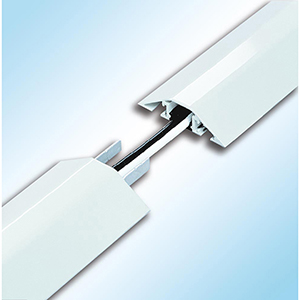 Kabelbrücke aus Aluminium, Kabelkanal, BxTxH 1500x80x20 mm, Gerade, mit Doppelklebeband, Farbe lichtgrau