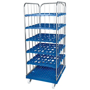 Rollbox, 3-seitig, Nutzhöhe 1650 mm, BxTxH 810x720x1850 mm, Bodenplatte aus HDPE, RAL 5010 enzianblau