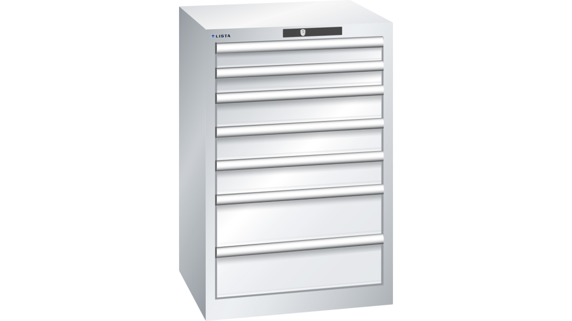 Lista Schubladenschrank - 14.252.020 - 850x564x572 mm (HxBxT) - 7 Schubladen - 75 kg - Key Lock - lichtgrau (RAL 7035)