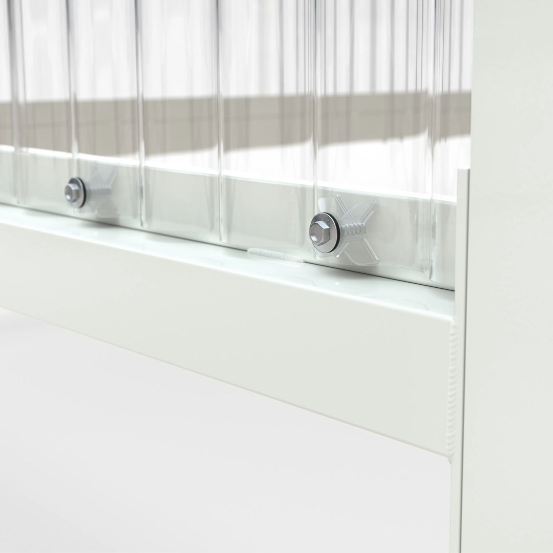 Raucherunterstand, Flachdach, für 2-3 Personen, grauweiß, Stahl/PVC, 2.360 x 1.720 x 1.580 mm (HxBxT), Bausatz