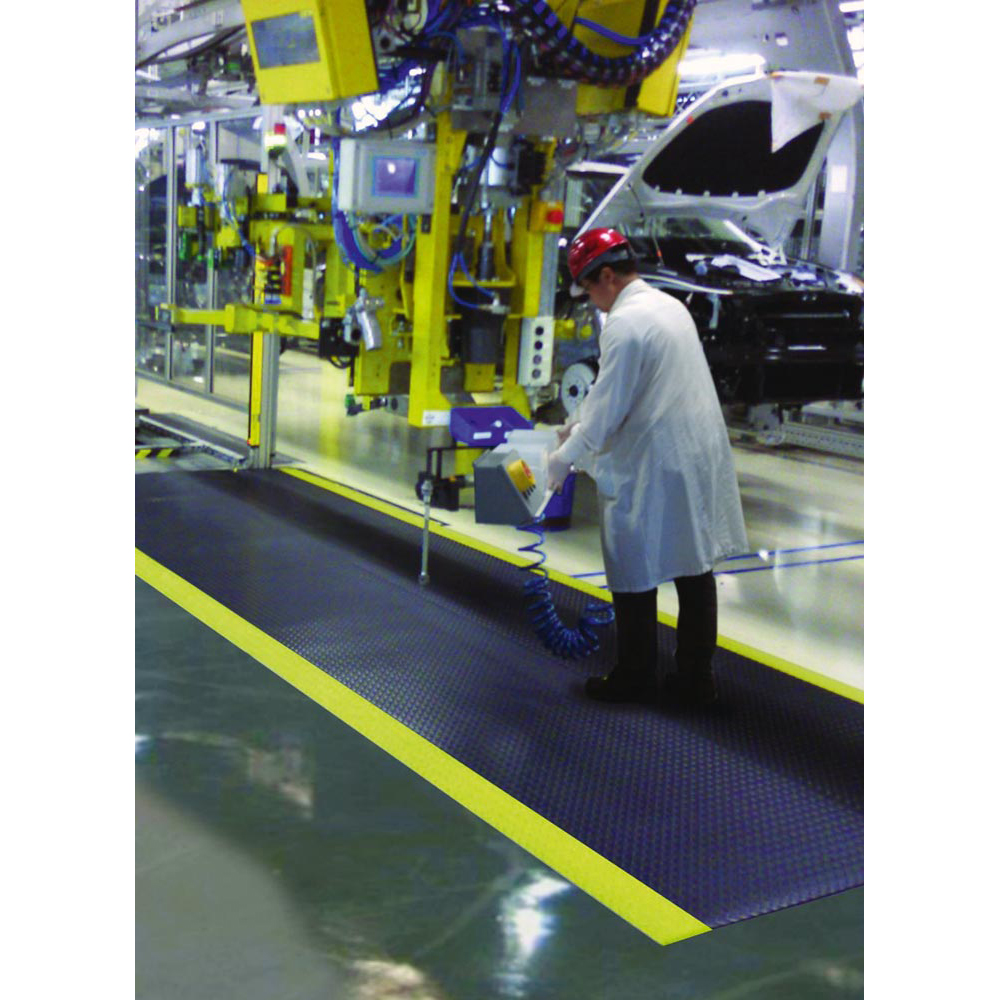 Arbeitsplatzmatte, B 1520 mm, schwarz/gelb, Rautenoberfläche (Bestellung 1 mtr = 1 Stück)