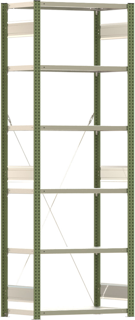 Fachbodenregal BERT - Breite: 87,5 cm - Tiefe: 50 cm - Höhe: 250 cm - 6 Böden - Grundregal