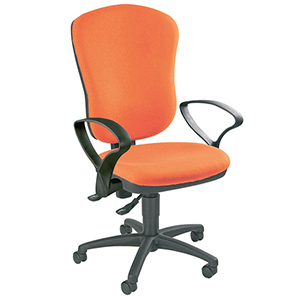 Bürostuhl, Schreibtischstuhl, Drehstuhl, Sitz-BxTxH 480x440x420-550 mm, Lehnenh. 600 mm, Permanentk., Muldensitz, orange