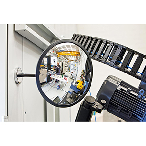 Industriespiegel, Beobachtungsspiegel aus Acrylglas, Durchm. 450 mm, Schwanenhals-Halterung 200 mm, inkl. Magnetfuß