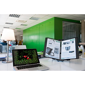 Sichttafelsystem, Tischständer, Rahmen aus Alu und ABS, inkl. 10 Sichttafeln DIN A4, schwarz