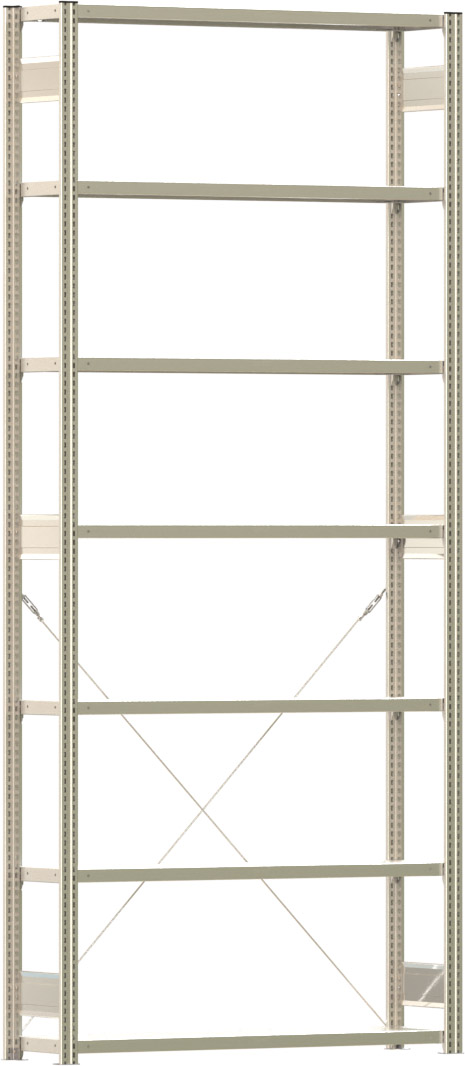 Fachbodenregal BERT - Breite: 128,5 cm - Tiefe: 30 cm - Höhe: 300 cm - 7 Böden - Grundregal