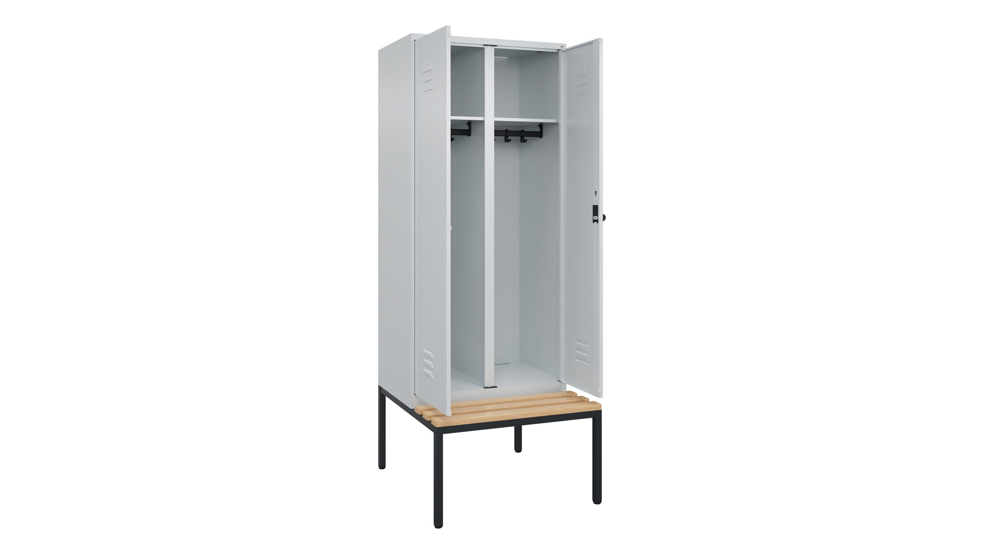 Spind - Garderobenschrank, Breite 80 cm, Höhe 212 cm, Tiefe 50 cm, 2 Abteile