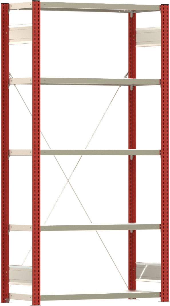 Fachbodenregal BERT - Breite: 100,5 cm - Tiefe: 40 cm - Höhe: 200 cm - 5 Böden - Grundregal