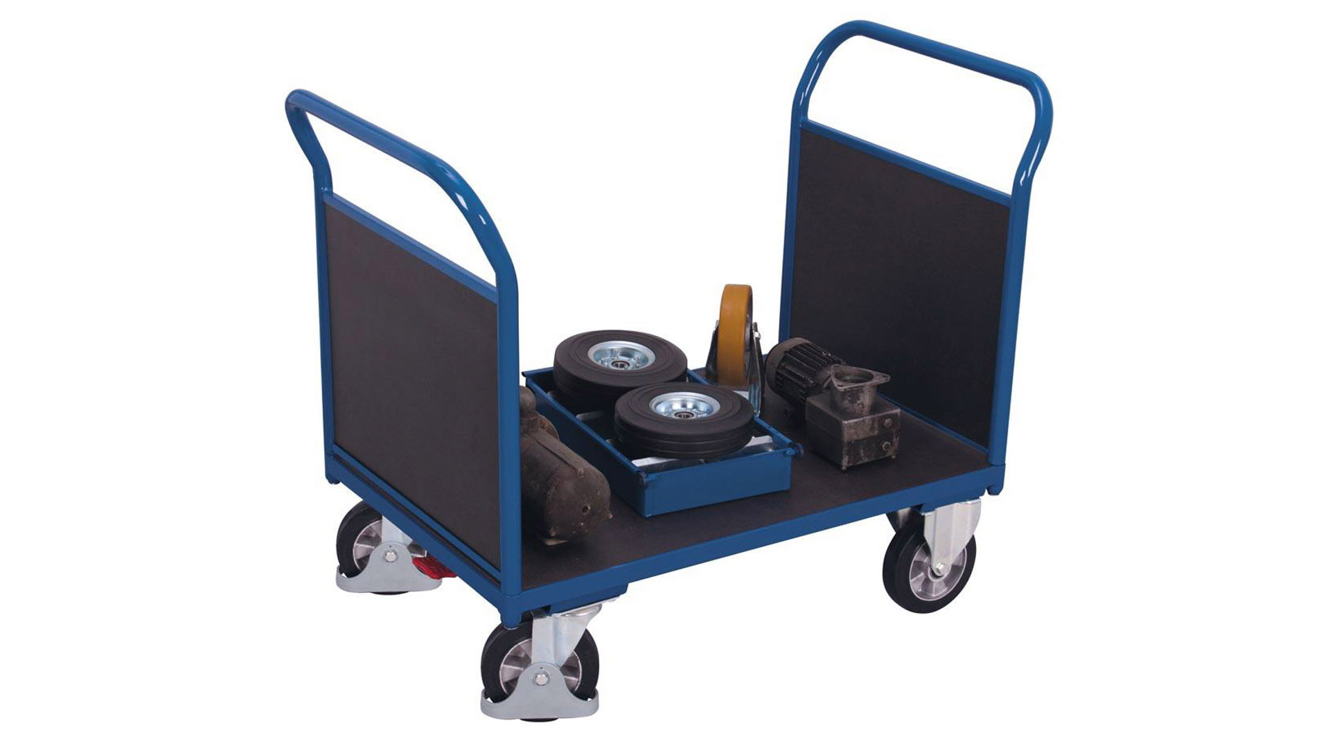 Transportwagen, Doppelstirnwandwagen - Tragkraft 1.000 kg - Ladefläche 700 x 995 mm (BxT) - Sperrholz