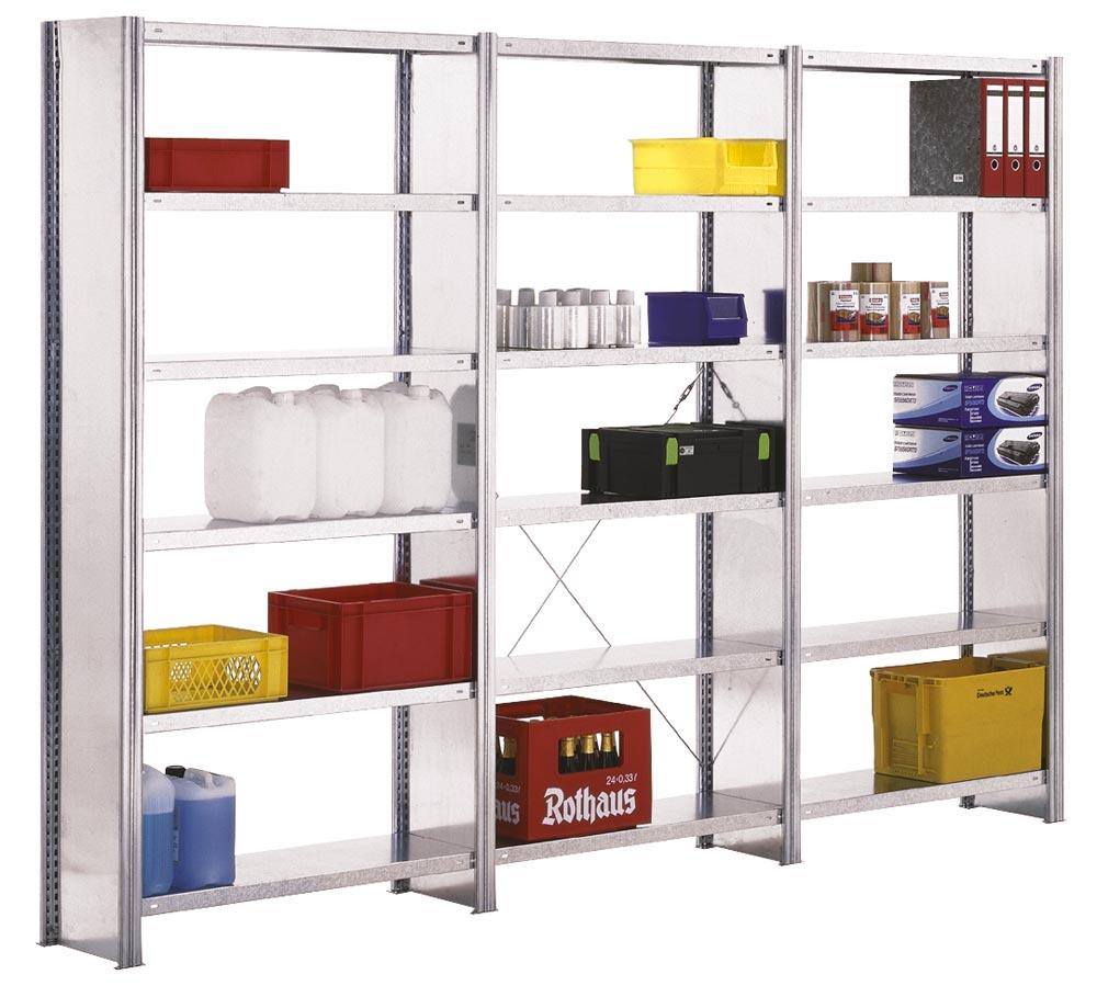 Fachbodenregal BERT - Breite: 100,5 cm - Tiefe: 40 cm - Höhe: 250 cm - 6 Böden - Grundregal