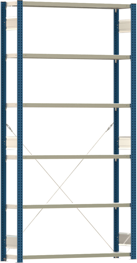Fachbodenregal BERT - Breite: 128,5 cm - Tiefe: 30 cm - Höhe: 250 cm - 6 Böden - Grundregal