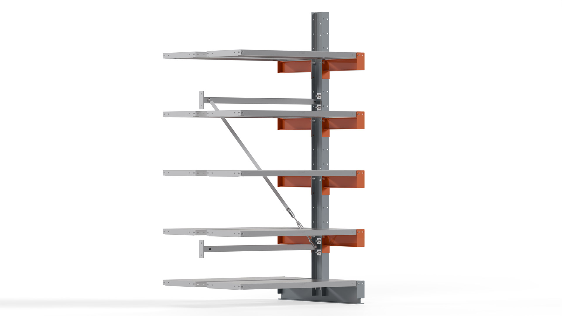Kragarmregal KARL basic - Anbaufeld - Breite: 100 cm - Höhe: 200 cm - Tiefe: 92 cm - Traglast je Arm: 1100 kg - doppelseitig