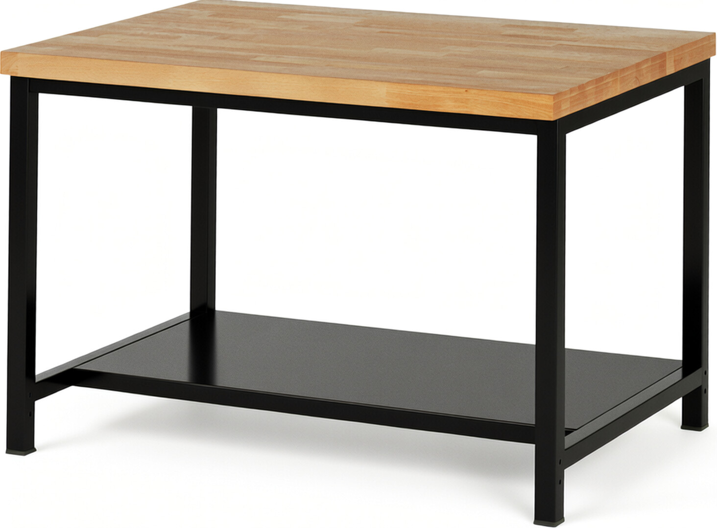 RAU Werkbank schwarz - Breite 125 cm - Tiefe 90 cm - Höhe 104 cm - Buche-Massiv Arbeitsplatte 40 mm