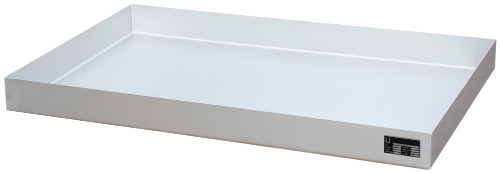 Kleingebindewannen aus Edelstahl für Paletten, BxTxH 600x1200x120 mm, Auffangvolumen 60 l, Traglast 200 kg, Gewicht 18 kg