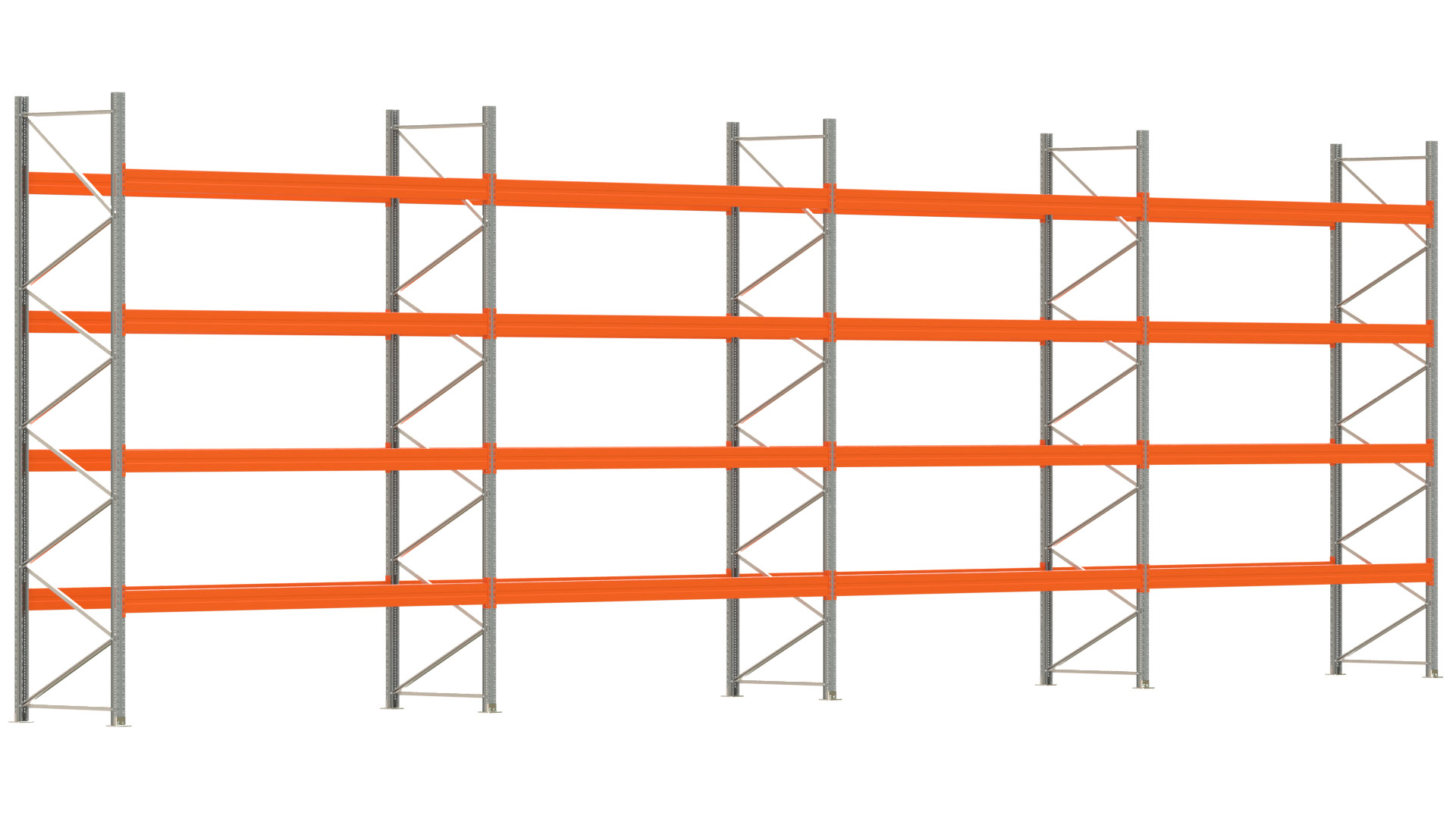 Palettenregal ARTUS - Breite 1482,5 cm - Höhe 450 cm - Tiefe 110 cm - Fachlast 2400 kg - 80 Palettenstellplätze