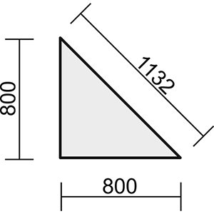 Verkettungsplatte, Dreieck 90 Grad, BxTxH 800x800x25 mm, Platte buche
