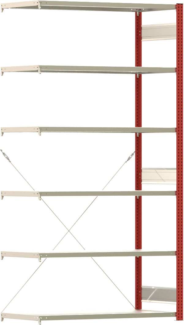 Fachbodenregal BERT - Breite: 128,5 cm - Tiefe: 60 cm - Höhe: 250 cm - 6 Böden - Anbauregal