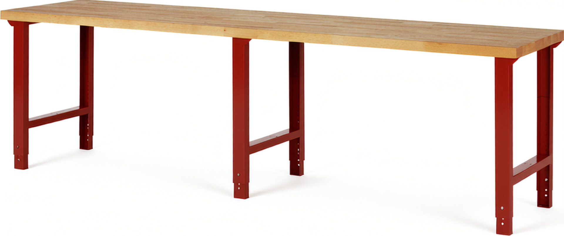 RAU Werkbank rot - Breite 300 cm - Tiefe 70 cm - Höhe 114 cm - Buche-Massiv Arbeitsplatte 40 mm