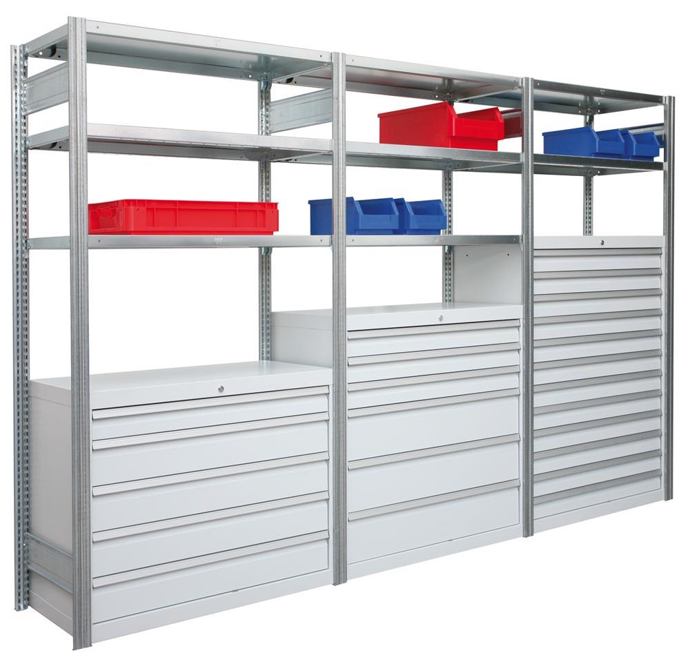 Schubladenschrankgehäuse, leer, BxT 980x500 mm, lichte Höhe 1200 mm