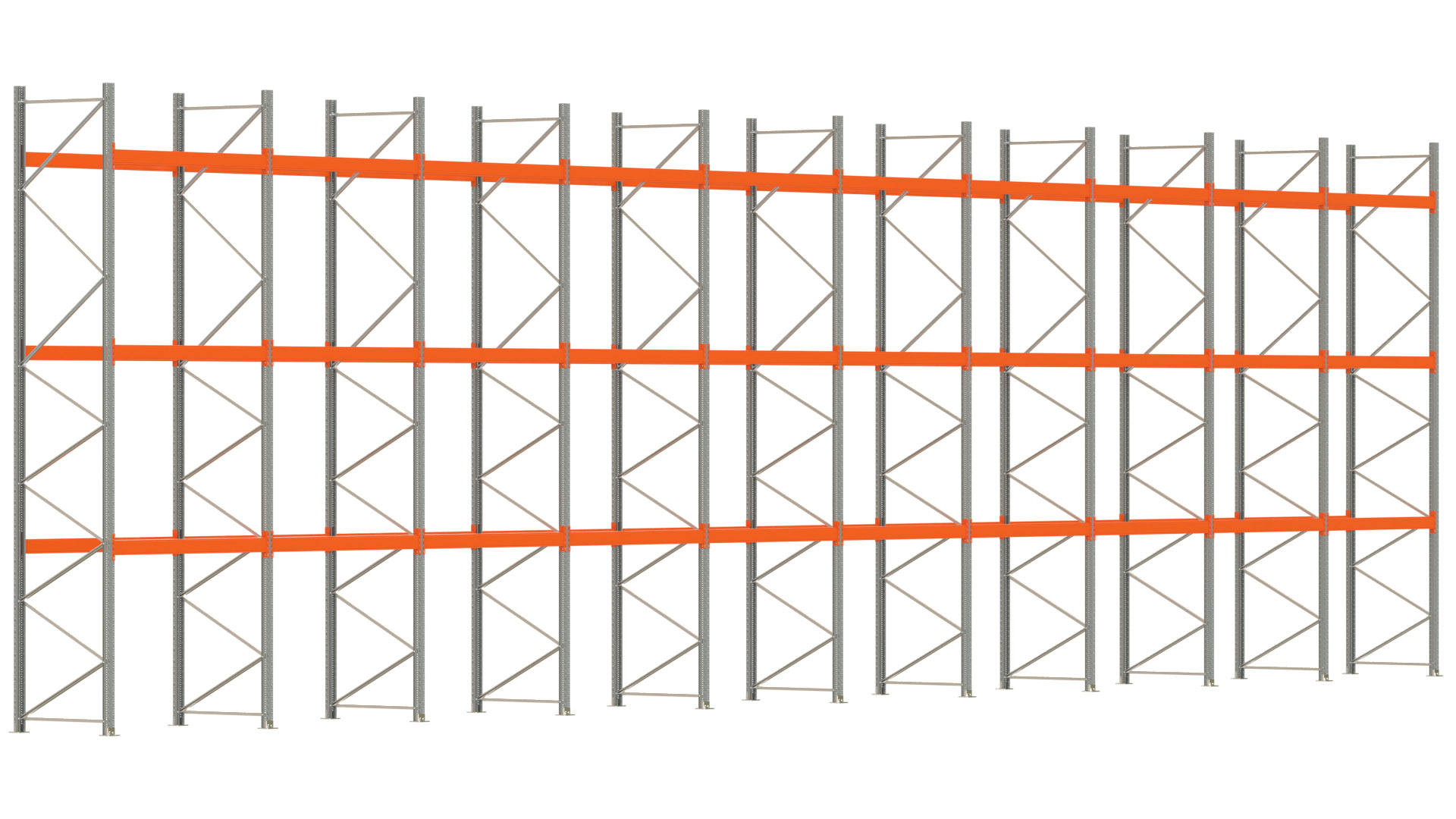 Palettenregal ARTUS - Breite 1993,5 cm - Höhe 550 cm - Tiefe 110 cm - Fachlast 3000 kg - 80 Palettenstellplätze