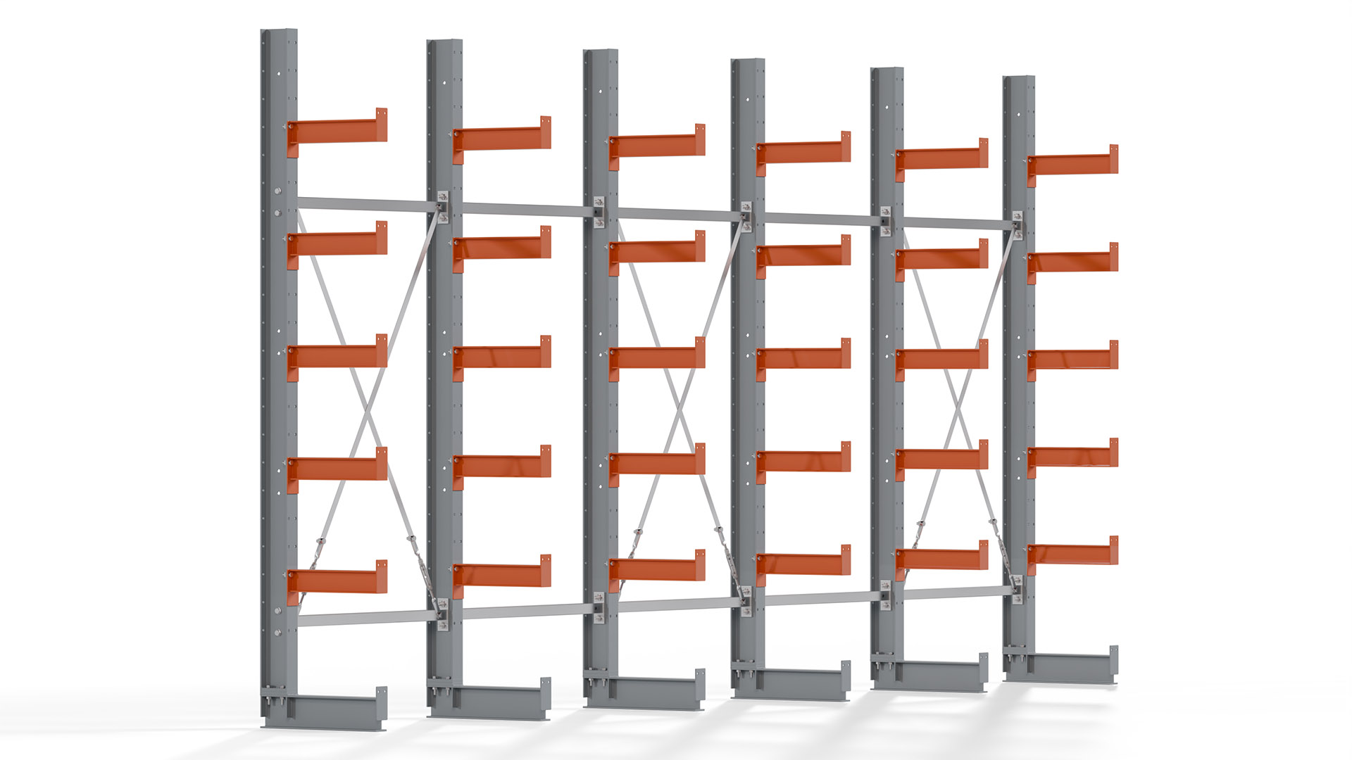 Kragarmregal KARL basic - lackiert - Breite: 500 cm - Höhe: 250 cm - Tiefe: 40 cm - Traglast je Kragarm: 1100 kg - einseitig