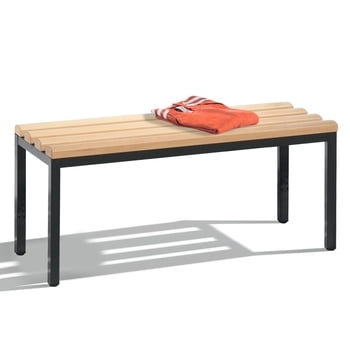 C+P Garderobenbank, Sitzbank für Umkleide in Verein oder Schule, Gestellfarbe schwarzgrau, Hartholzleisten, 420 x 1.000 x 353 mm (HxBxT)