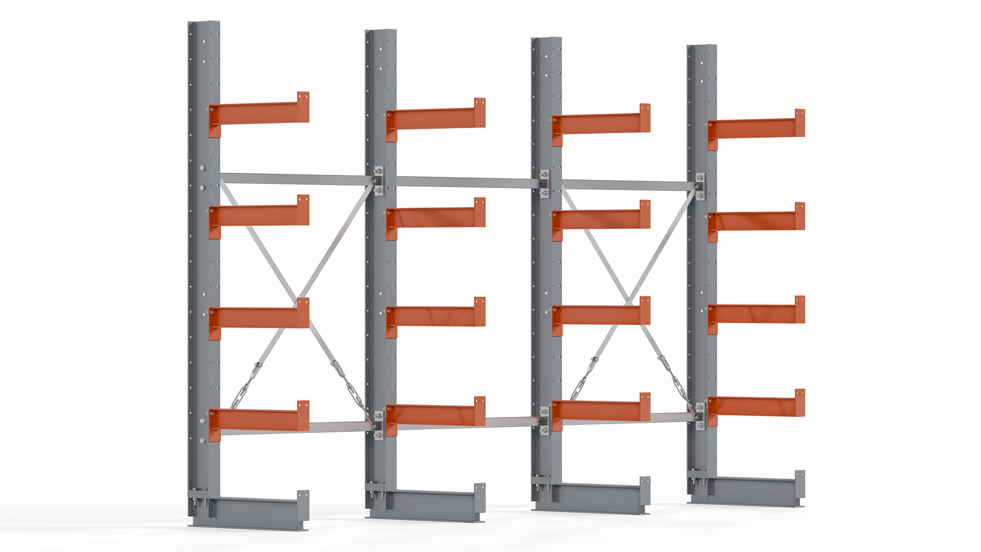 Kragarmregal KARL basic - lackiert - Breite: 300 cm - Höhe: 200 cm - Tiefe: 50 cm - Traglast je Kragarm: 870 kg - einseitig