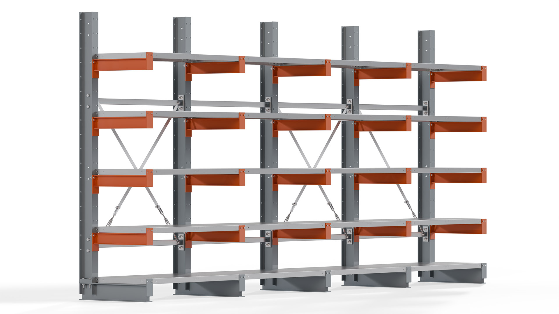Kragarmregal KARL basic - lackiert - Breite: 400 cm - Höhe: 200 cm - Tiefe: 50 cm - Traglast je Kragarm: 870 kg - einseitig