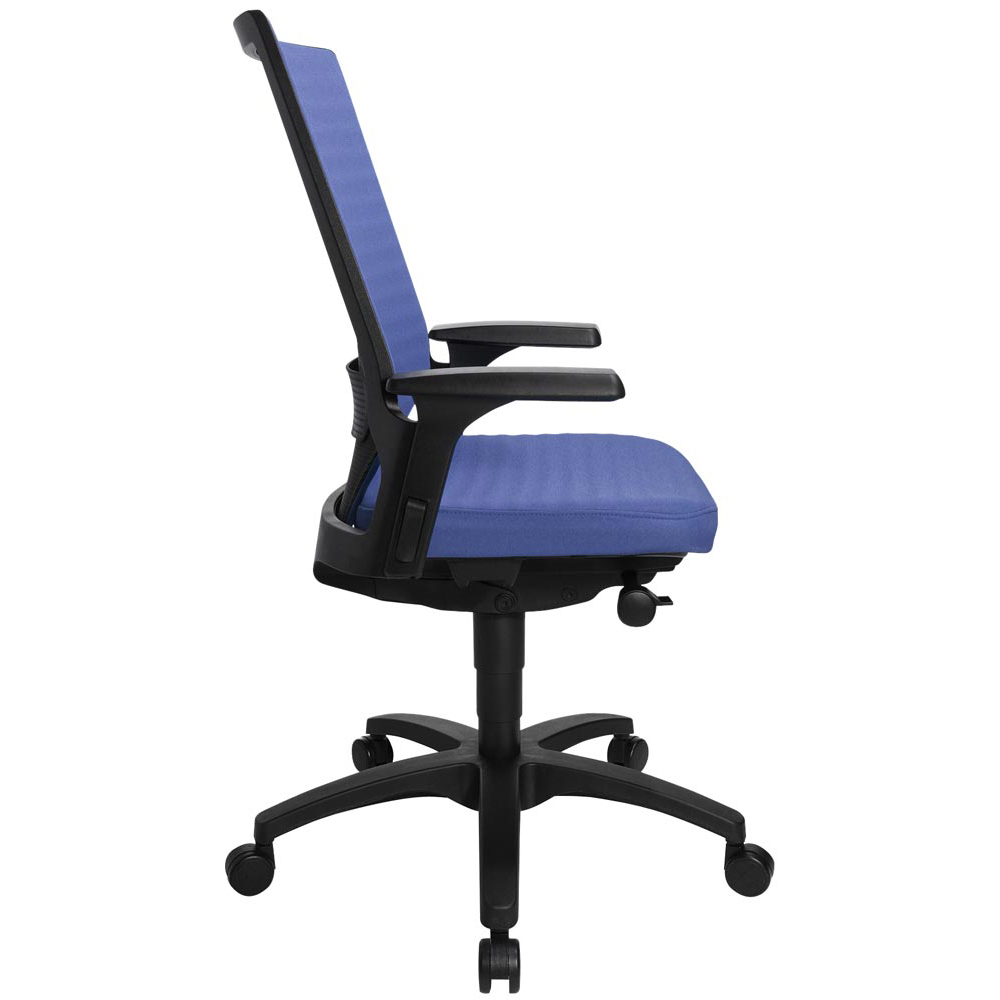 Bürodrehstuhl, Sitz-BxTxH 480x460x420-550 mm, Lehnenh. 560 mm, Lordosenstütze, Synchronmech., Muldensitz, inkl. Armlehnen, blau
