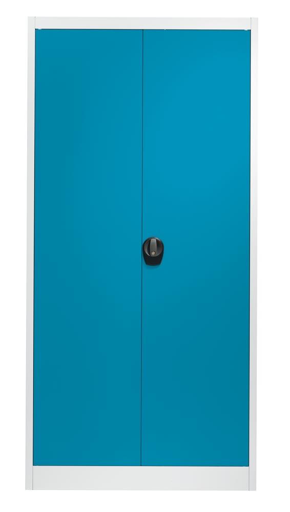 Stahlschrank mit Flügeltüren - 4 Fachböden - Farbe brillantblau - 1950 x 950 x 420 mm (HxBxT)