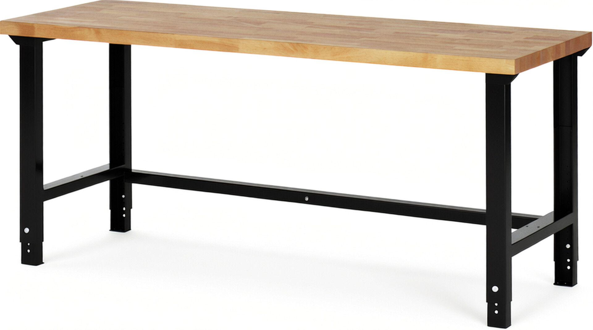 RAU Werkbank schwarz - Breite 200 cm - Tiefe 70 cm - Höhe 114 cm - Buche-Massiv Arbeitsplatte 40 mm