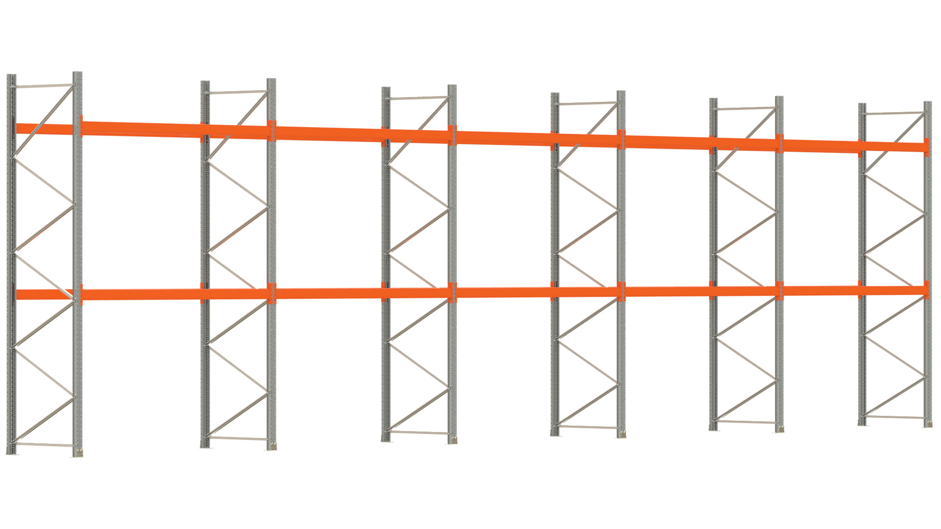 Palettenregal ARTUS - Breite 1401 cm - Höhe 400 cm - Tiefe 110 cm - Fachlast 2000 kg - 45 Palettenstellplätze