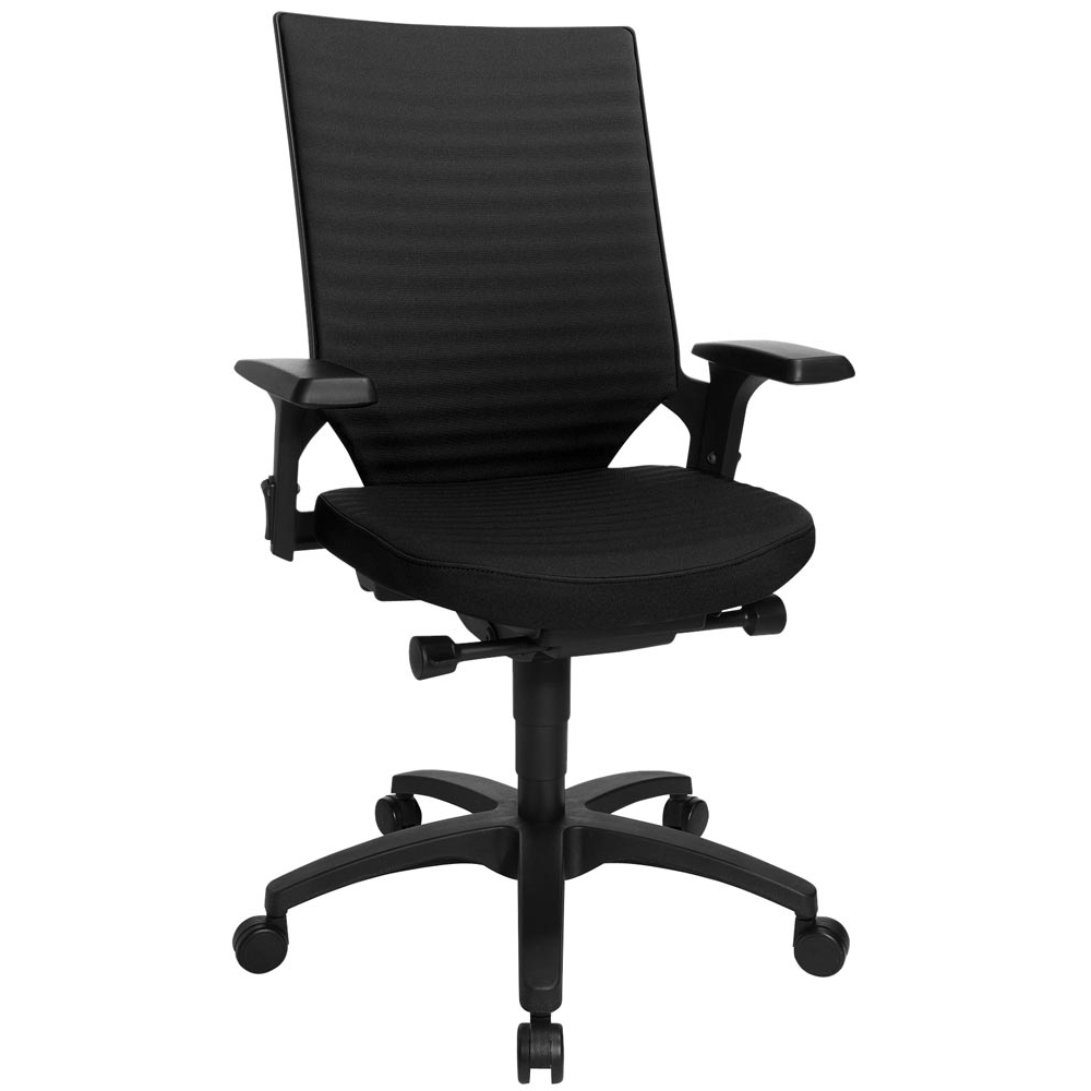 Bürodrehstuhl, Sitz-BxTxH 480x460x420-550 mm, Lehnenh. 560 mm, Lordosenstütze, Synchronmech., Muldensitz, inkl. Armlehnen, schwarz