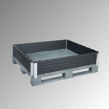 Palettenaufsatzrahmen für Industriepalette (1.000 x 1.200 mm) - faltbar - 4 Scharniere - Nutzhöhe 200 mm - schwarz