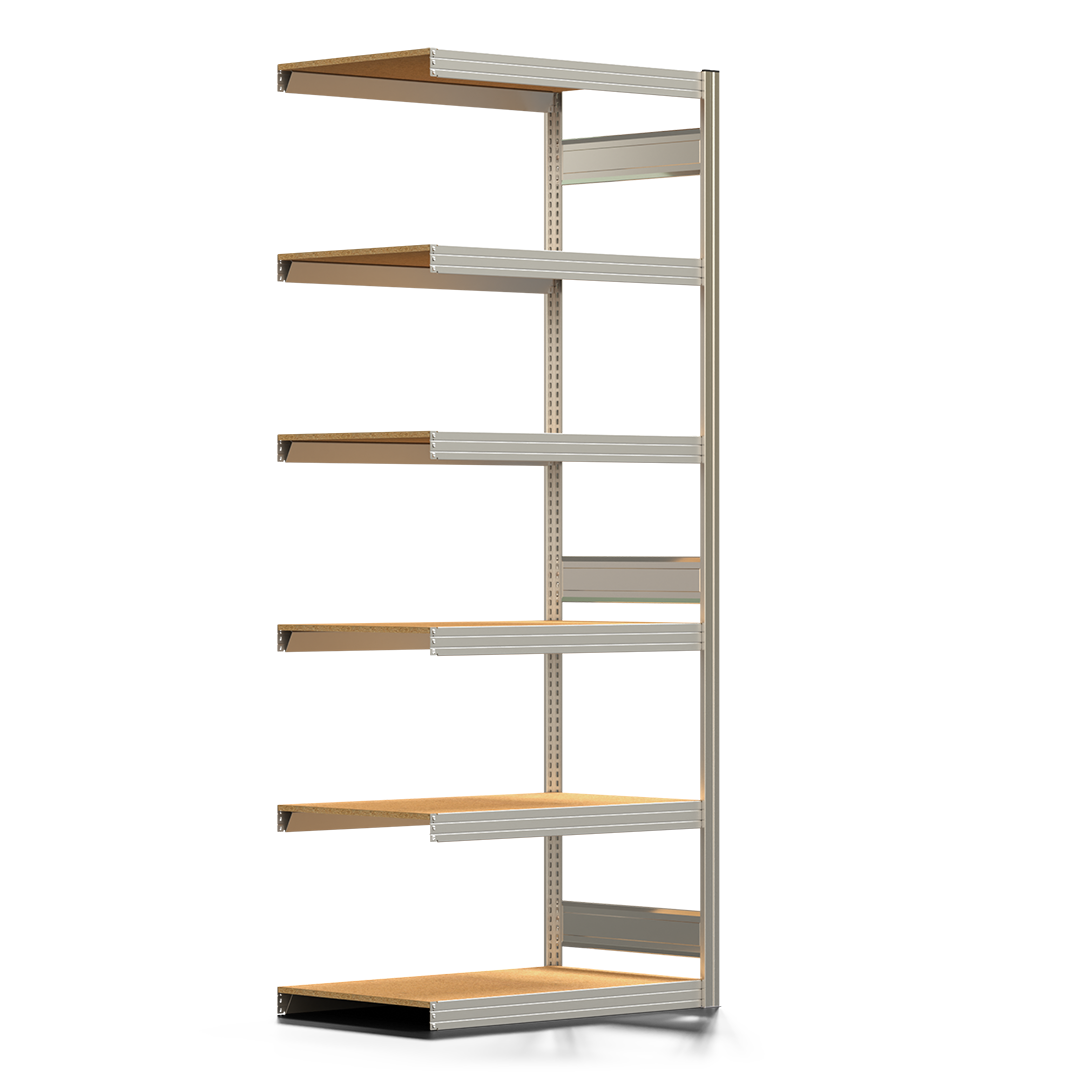 Fachbodenregal BERT - Breite: 100,5 cm - Tiefe: 60 cm - Höhe: 250 cm - 6 Böden - Anbauregal