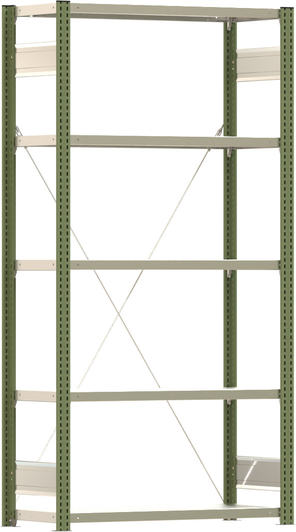 Fachbodenregal BERT - Breite: 100,5 cm - Tiefe: 40 cm - Höhe: 200 cm - 5 Böden - Grundregal